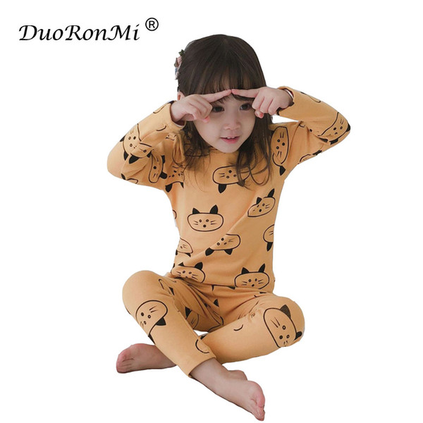 2018 Autumn Baby Clothing Set 2pcs Cartoon Cotton Pullover Pajamas Sets Baby Kids Sleepwear Girls Outfits Kids Children Underwea