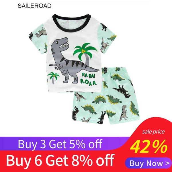 SAILEROAD Summer Children Pajamas Boys Dinosaur Pyjamas Baby Cotton Pijama Infantil Kids Sleepwear Nightwear Child Clothing Sets