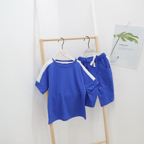 birthday tee summer models children's suit boys and girls short-sleeved shorts sports suit cotton