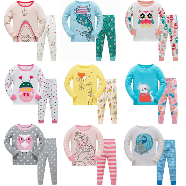 Animal Baby Girls Pajamas Suits 3 4 5 6 7 8 years Children Clothes Sets Girl Clothes sets T-Shirts Pant Sleepwear 100% Cotton