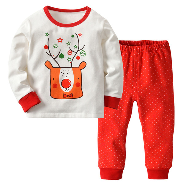 Baby Kids Clothing Spring autumn Toddler junior's boy girls High Quality Christmas tree printing cotton Pajamas children's clothes at home