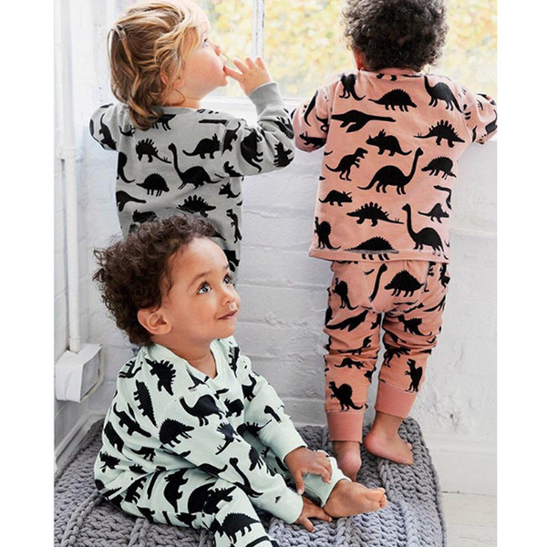 Children Dinosaur Cartoon Pajamas For Boys Sleepwear Kids Pajamas Long Sleeve Kids Sleepwear cartoon sleepwear pajamas sets LJJK1861