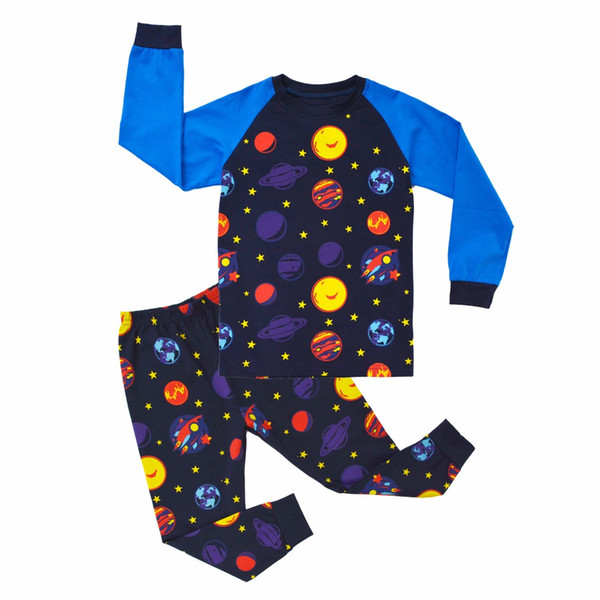 Biniduckling Autumn Baby Boys Sleepwear Pajama Sets 3d Stars Printed T -Shirt +Pants 2pcs 100 %Cotton Bebes Children 'S Clothing