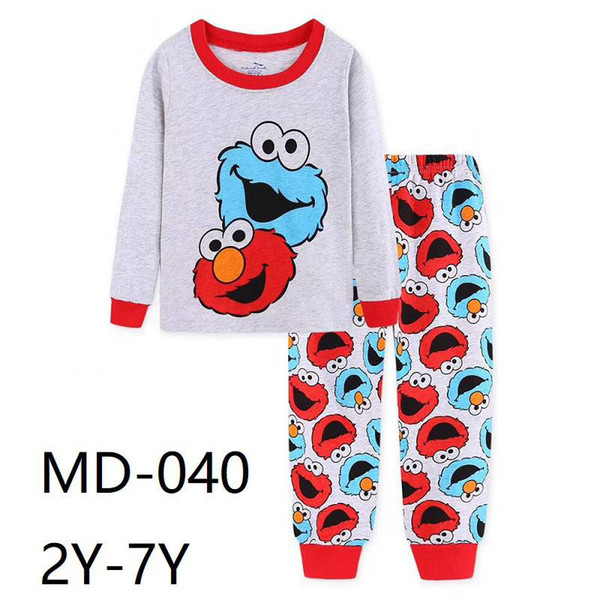 Wholesale Boys Grey Elmo Pajamas Sets 2019 Kids Cartoon Pajamas Children Spring Pyjamas Sets For 2-7Y MD-040