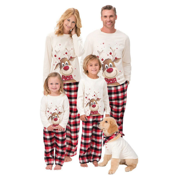 20 set M-3XL 6M-9Y 2018 Family Christmas Pajamas XMAS Deer Print Adult Women Kids Family Matching Clothes Christmas Pajamas Family Set