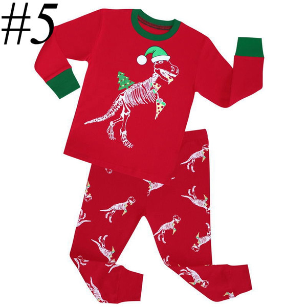 XMAS kids christmas sleepwear children clothing boys suits girls cotton deer stripe tops pants pajamas santas little helper sleepwear sets