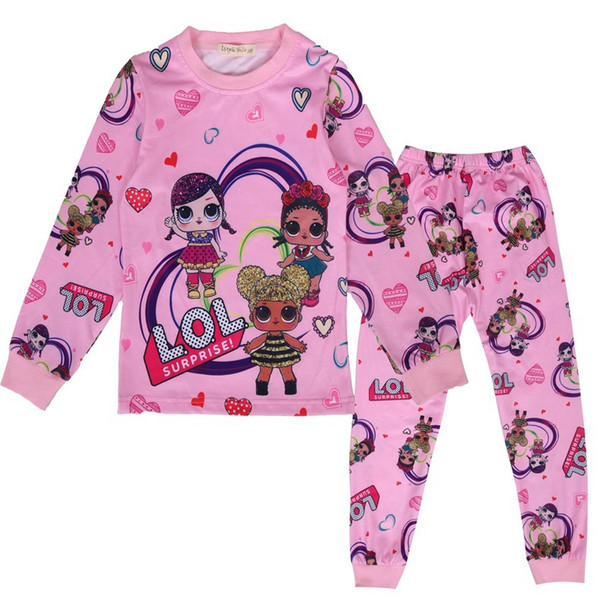 children Lol Suits Pajamas Girls boys Cotton Clothing cartoon long Sleeve T-shirt+Pants 2pcs sets baby kids clothes