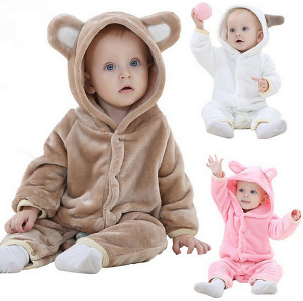 0-24 months Baby clothes INS explosion children's clothe autumn flannel teddy bear animal modeling climbing clothes baby conjoined clothes