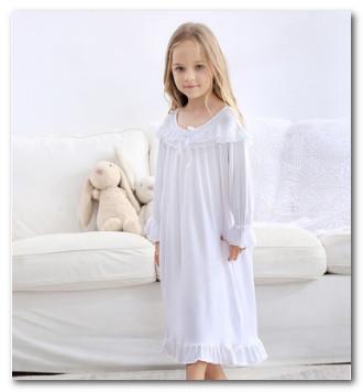 Girls pajamas kids lace hole embroidery double falbala princess dress nightwear spring fall children Bows tie flare sleeve sleepwear J0494