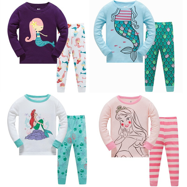 2019 baby cartoon pajamas Girl Pajamas Set Boys blouses and trousers kids 2-Piece Sleepwear Cotton clothing set 3y-8y