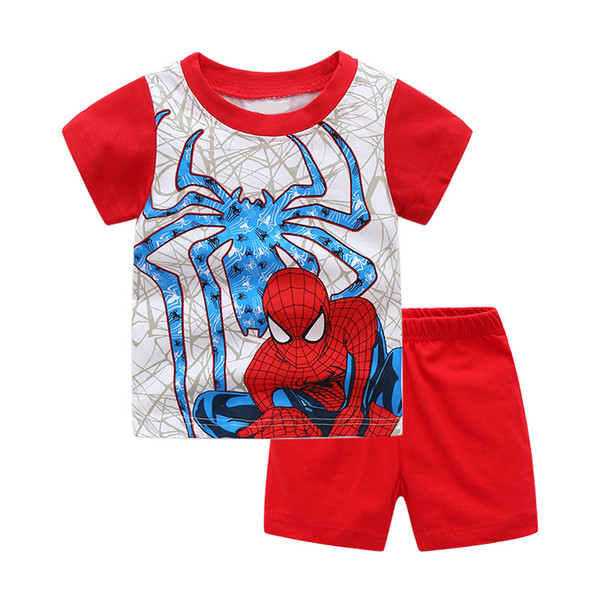 Fashion summer Baby boys 2-7 year clothing Sets childrens clothes pajama suits Baby sleepwears suits Kids cotton shirts+shorts