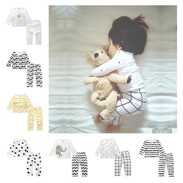 Children's Pajama Set Multi-color Printed Long-sleeved Cotton