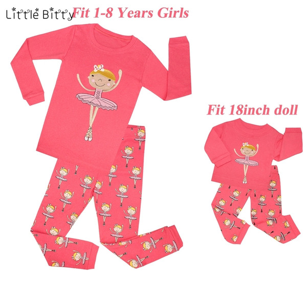 Matching Girls And 18 Inches Doll Pajamas Sets Pijama Unicornio Infantil Girls Ballet Dance Pajama Doll Pajama Pyjamas Kids J190522