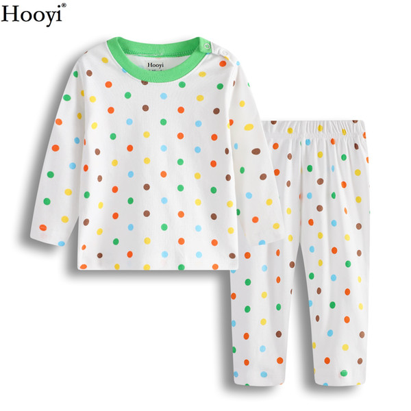 Hooyi Dot Fashion Baby Boys Pajamas Clothes Set Newborn Sleep Sets Baby Sleepwear 100% Cotton Cartoon Bebe Clothing Jumpsuit Tops