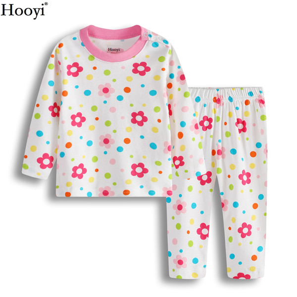 2018 Spring Baby Girl Clothes Sets Children Pajamas Clothing Suit Flower Dot T-Shirt + Trouser Suit Girls Sleepwear Top Quality 100% Cotton