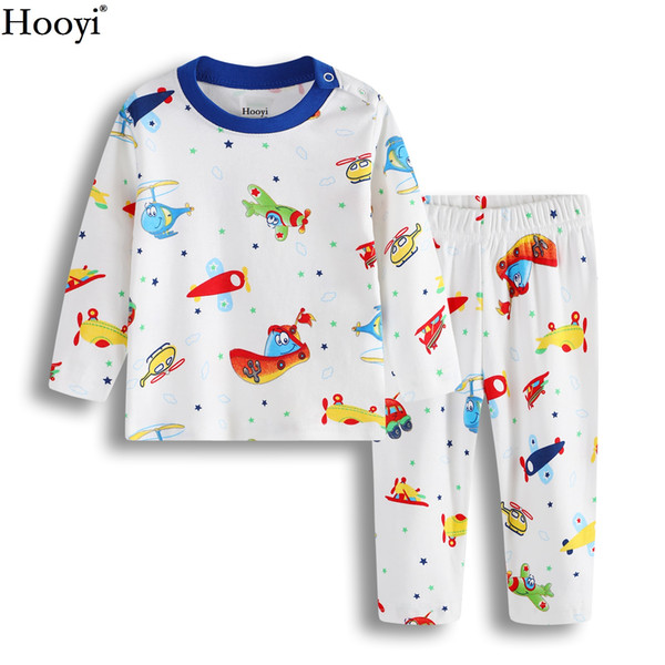 Hooyi Baby Boys Pajamas Clothes Set Plane Cartoon Children Clothing Sets Baby Sleepwear 100% Cotton Cartoon Bebe Clothing Soft 3-24Months