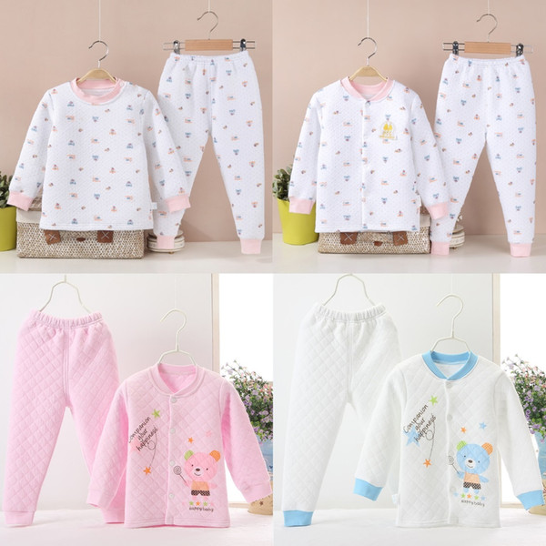 2018 Christmas Baby Underwear Clothes Suits Children Pajamas Cardigan Trouser Warmmer Newborn Quilted Shirt Pant Kids Nightgown 0-3Years