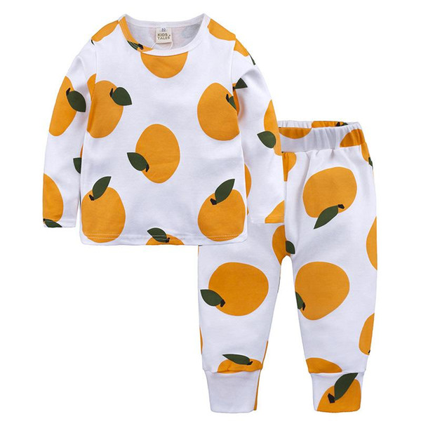 Kids Pajamas Children's Fruit Printed Nightwear Kids Clothing Cotton Children's Home Clothing Children's Pajama Suit 95% Cotton 58