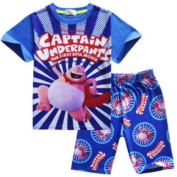 Trendy Captain Underpants Kids Pajamas Short Sleeve 2pcs Set Cartoon Digital Print Quality Children Pajamas Cotton Birthday Gifts