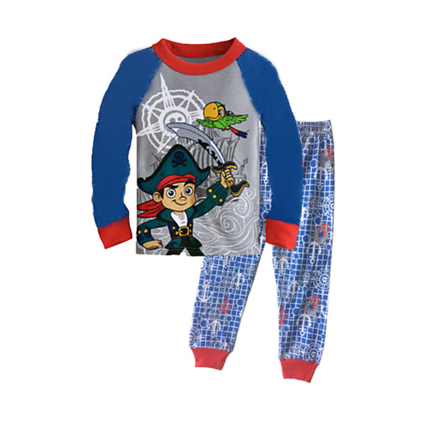 JQ-179, Pirate, Children boys long sleeve pajamas sleepwear sets for 2-7Y, 100% cotton jersey