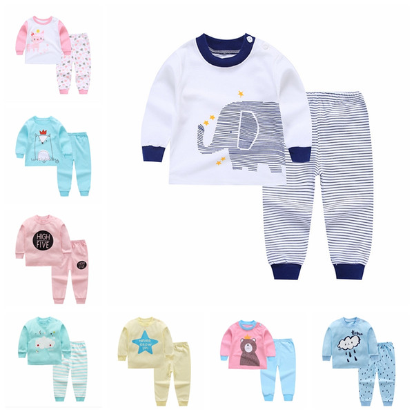 6 sets kids pajamas sets Baby girl boy clothes cotton Printing sweet dreams pijamas baby girls cartoon long sleeve T-shirt+Pants 2-piece Q01