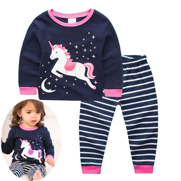 inx xmas Unicorn Christmas Pajamas Pjs Girls Pijama De Unicornio Pyjamas Kids Kigurumi Kitty Dinosaurio Baby Girl Enfant 2pc set tops & pant