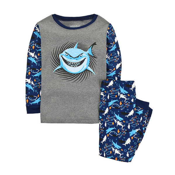 Newest Pajamas For Boy Childrens Longe Sleeve Suit With Cruel Shark Cartoon Clothes Autumn Winter Sleepwear Home Clothing For Chrildren