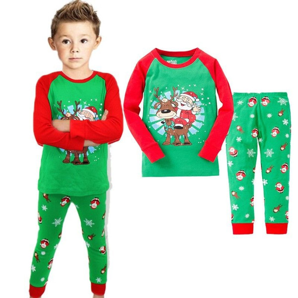 Christmas Toddler Baby Boy Kid Santa Claus Sleepwear Pajama Set Size 2T-7