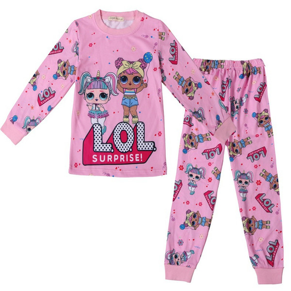 Designer Kids Clothing Set Surprise Doll Printed Girls Sleepwear Clothes Long Sleeve Top and Pants Set Princess Pajamas Sets Girls Gifts