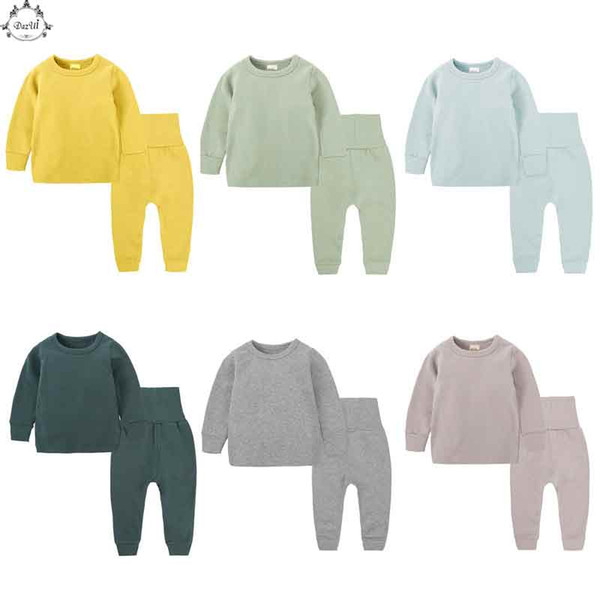 Cotton Falll Winter Kids Pajamas Long Sleeve Home Clothing Set Pajama High Waist Kids Robes Boys Girls Sleepwear