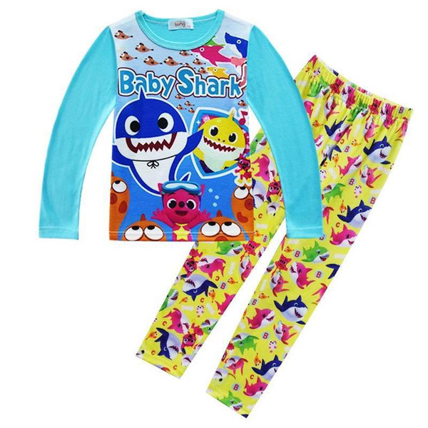 3-9Years Cartoon Shark Infant Pajamas Set Kids Pijamas For Boys Sleepwear Children's Nightwear Costume Baby Boys Clothes Sets