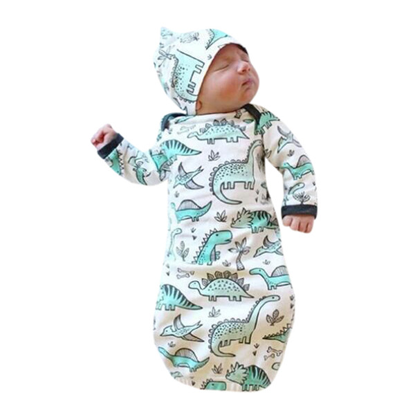 Newborn Infant Baby Girls Boy Cartoon Dinosaur Pajamas Gown Swaddle Baby Clothing pijamas infantil