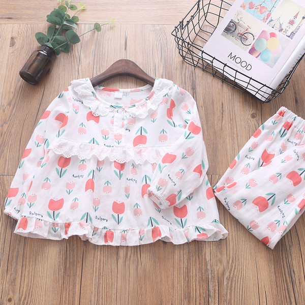 Children's Baby Cute Pajamas 2018 Autumn Fashion Cotton Girl Casual Flower Pajamas SleepWear Kids Pajamas Set 2 Piece