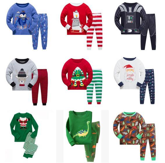 Unisex Christmas Pajamas Girls Boys Kids Long Sleeve 100% Cotton 2 Piece Set Baby Pyjamas Baby Girls Cartoon Princess Sleepwear Suit 2-7Y