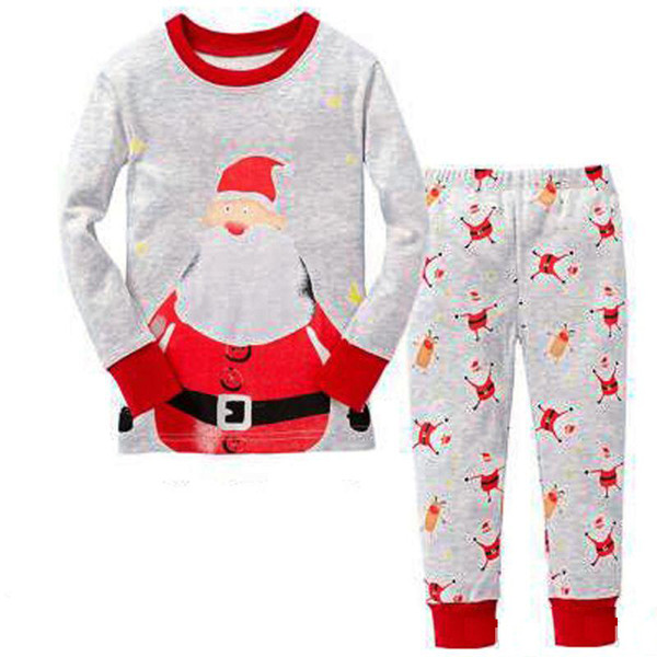 kids Xmas printing homewear 2pc sets long sleeve Santa print T shirt+ELK pants boys girls Kids Xmas printing homewear 2pc sets long sleeve