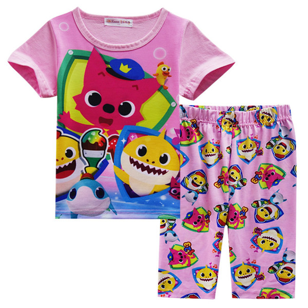 Baby Shark Pajamas 2019 Baby Girl Pajamas Set Cartoon Animal T Shirt+Pants Outfits kids Cute clothing 2pcs/set