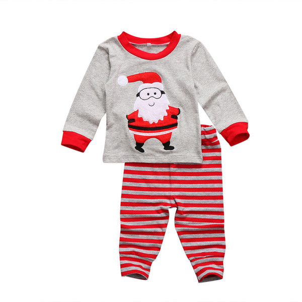 Christmas Baby Pajamas Toddler Outfit Xmas Clothing Set Santa Sleepwear Nightwear Pajamas Kids Boutique Clothes Grey New Year Costume 2-7 T