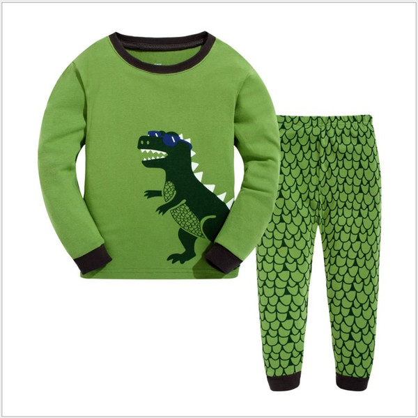 2017 Boys Cute Dinosaur Long Sleeve T-shirt+Pants 2pcs Set Children's Casual Pajamas Sets Kids Clothing Outfits Boy Fall Winter Home Wear