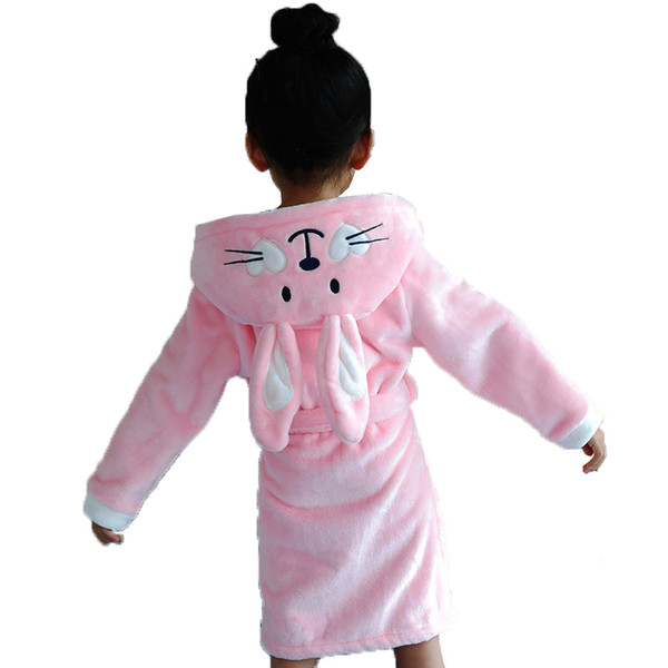 Girls Teenager Bathrobe Children Bath Robe Baby Long Sleepwear Homewear Boutique Kids Pajamas Animal Rabbit Princess Nightgown