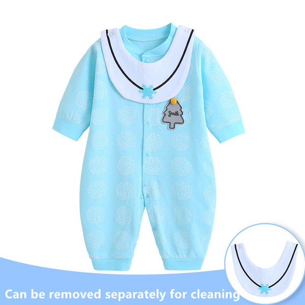 Hot! New autumn baby onesies, spring and autumn baby cotton underwear, with bib, long-sleeved jumpsuit, newborn clothes