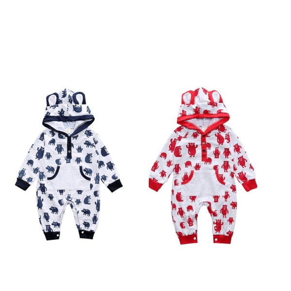 Newborn animal hooded jumpsuit cool infant bear pajamas long sleeves autumn spring romper playsuit infant clothing rompers