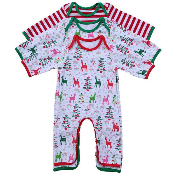 Christmas deer romper Pajamas cartoon baby Xmas Jumpsuits kids Christmas elk printing Climbing clothes