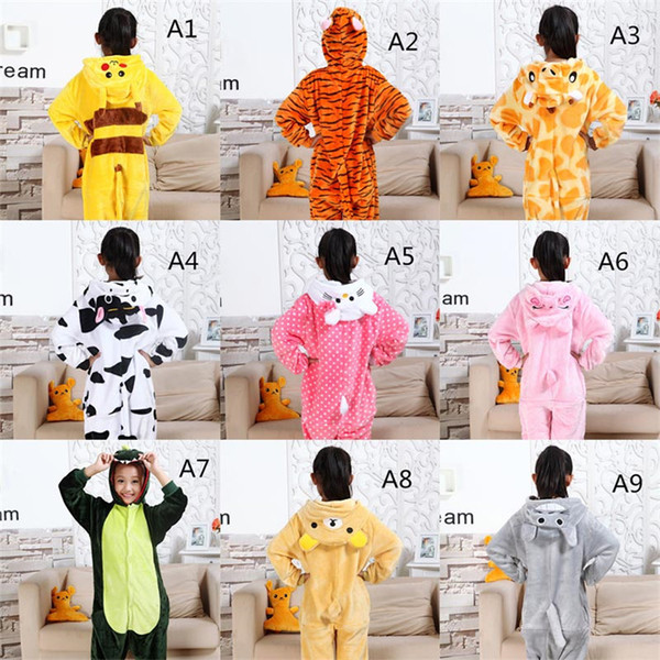 Kids Nightgown Girls & Boys Pajamas Baby Suit Leisure Wear Cartoon Animal Children's Jumpsuits Flannel Fabric Fast Shipping