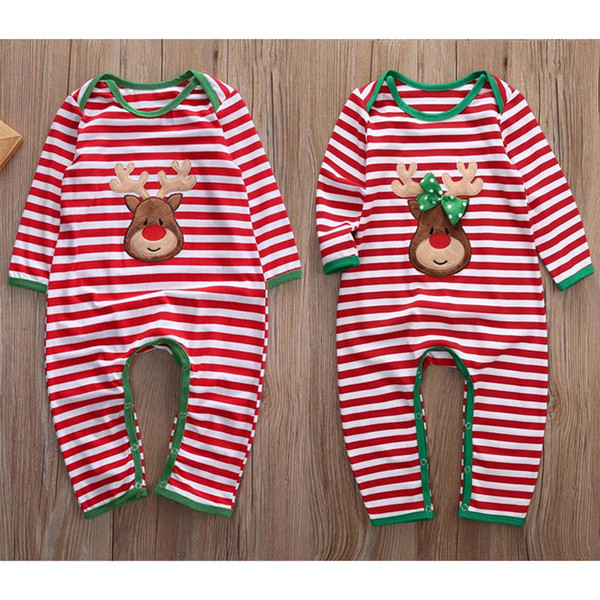 Best Deal Xmax Baby Girl Boy Clothes Pajamas Outfit Newborn Kids Christmas Bodysuit Striped Romper Rudolph Reindeer 2 Styles Winter Clothes