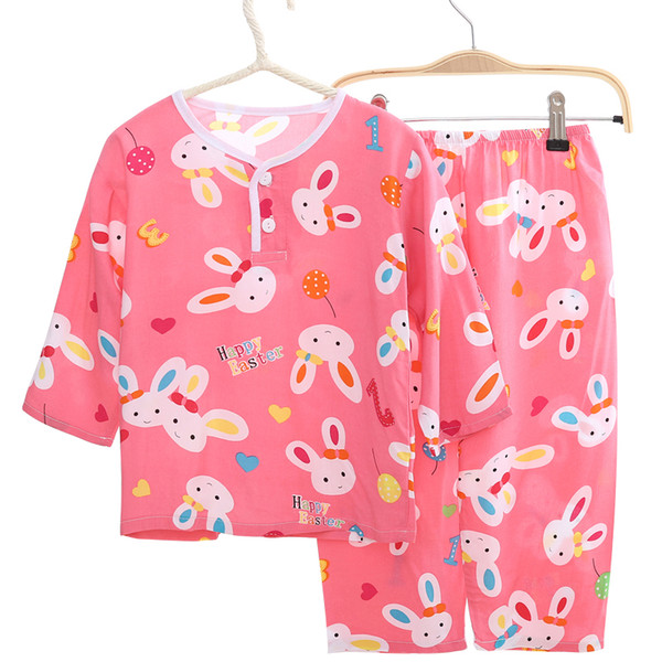 summer kids pajamas set kid cotton cartoon printed children rabbit clothing cotton silk sleepwaear pajama sets boys girls kids