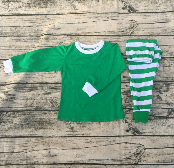 Personalized Kids Christmas Pajamas outfits green red plaid children pajamas baby