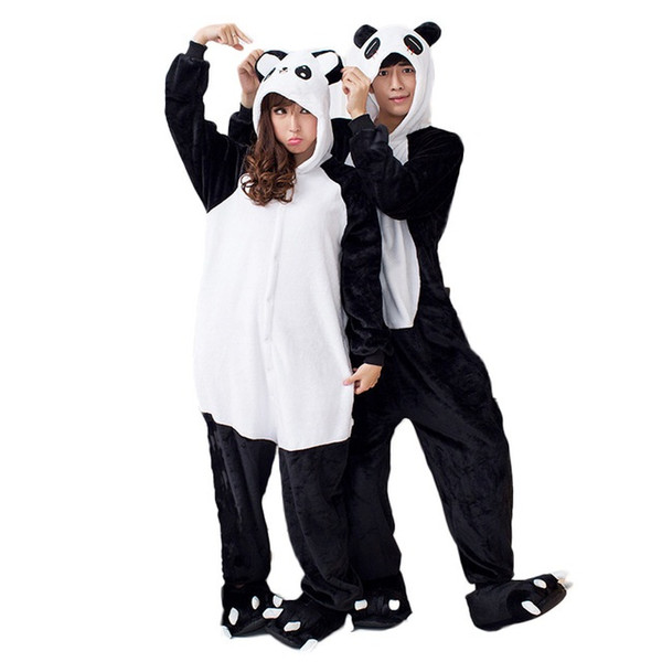 women Panda Onesies for adults sleep lounge pajamas Panda sleepwear Flannel Animal pajamas one piece