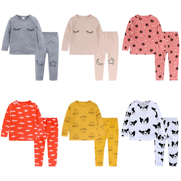 INS 2019 hot New Kind of Leisure Cotton Pure Cotton Ground Children's Home Suit Cartoon Open crotch pants