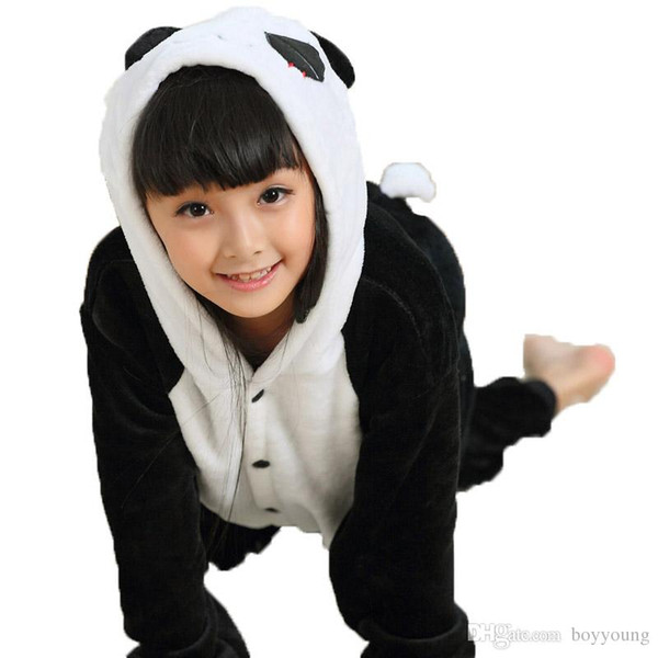 Kigurumi Girls Pajamas Panda Leotard/Onesie Festival/Christmas Animal Sleepwear Halloween White/Black Patchwork Flannel Kigurumi For Kids