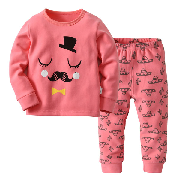 2-7Y Kids Pink Pijamas Baby Girls Boys Christmas Children Pajamas Nightwear for Pajimas 2018 Clothes Toddler Long Sleeve Sleepwear